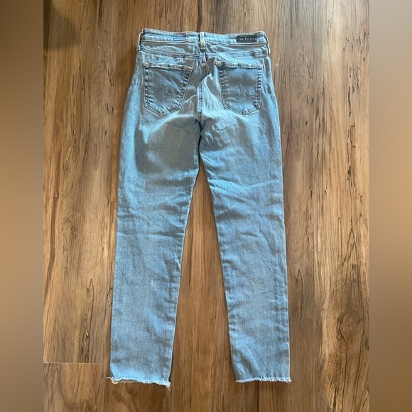 AG GUC The Stevie Ankle Slim Straight Raw Hem medium wash denim size 26R - Picture 3 of 7